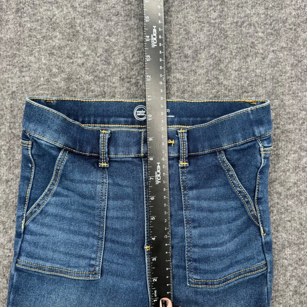 Wonder Nation Girls Blue Flare Jeans High Rise Patch Pocket Denim Size L 10-12